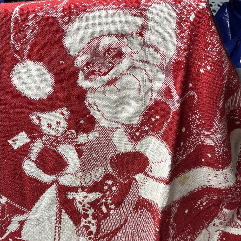 Crown Crafts Christmas Tapestry Throw Blanket Santa 100% Cotton